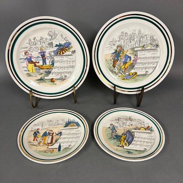 Four Vintage PV French Limoges Porcelain Opera Plates