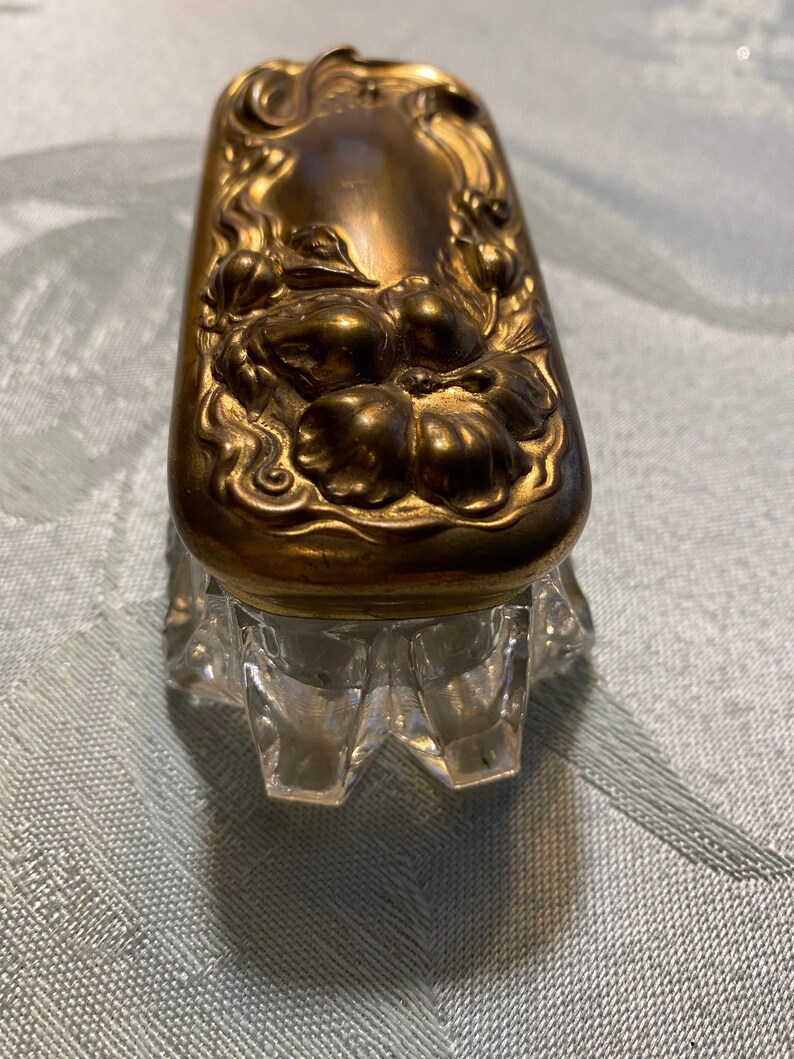 Antique Art Nouveau Glass Jewel Box Circa 1910