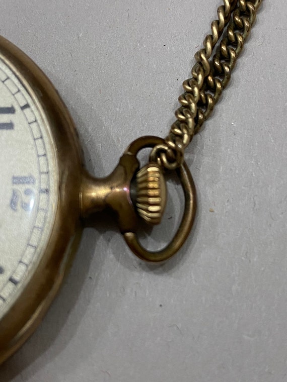 Antique Elgin 10k Pocket Watch with chain Circa 1… - image 4
