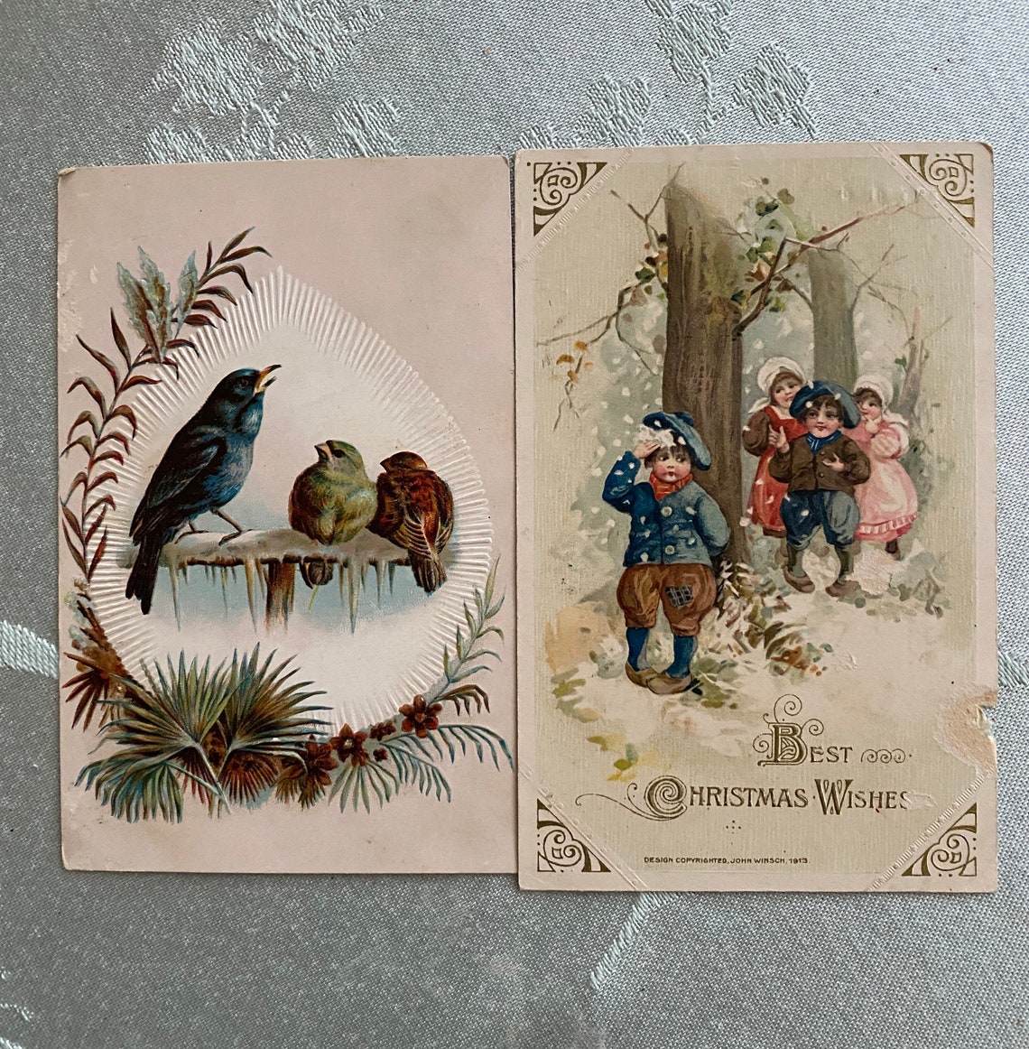 Antique Winter Holiday Postcards Circa 1913 Etsy UK
