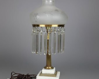 Antique Sinumbra Style Gilt Metal & Marble Table Lamp Circa 1920s