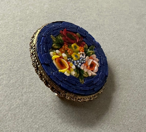 Antique Micro Mosaic Floral Brooch Circa 1920 - image 2