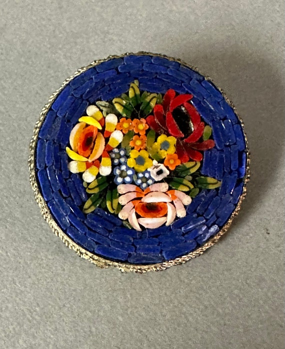 Antique Micro Mosaic Floral Brooch Circa 1920 - image 1