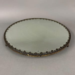 Antique Victorian Round Plateau Display Mirror Circa 1900