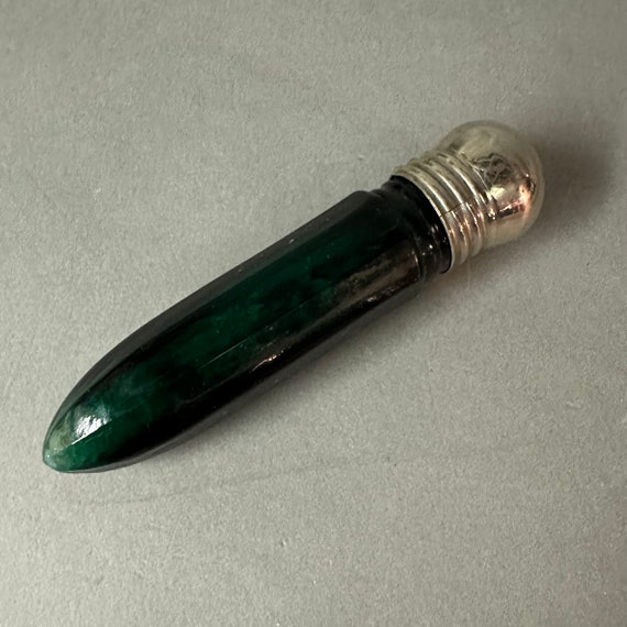 Antique Victorian Emerald Green Art Glass Cologne… - image 1