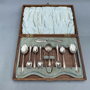Antique Victorian English Silver Plate Dessert Serving Set Circa 1930