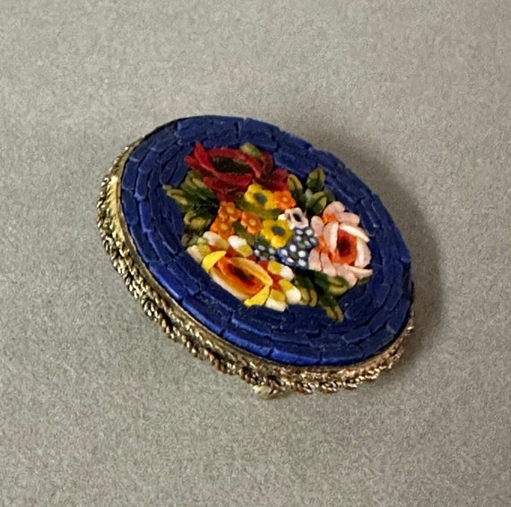 Antique Micro Mosaic Floral Brooch Circa 1920 - image 5