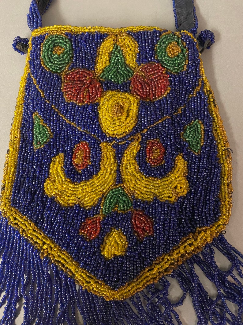 Antique Victorian Belgium Beaded Hand Bag Purse Circa 1900 image 10