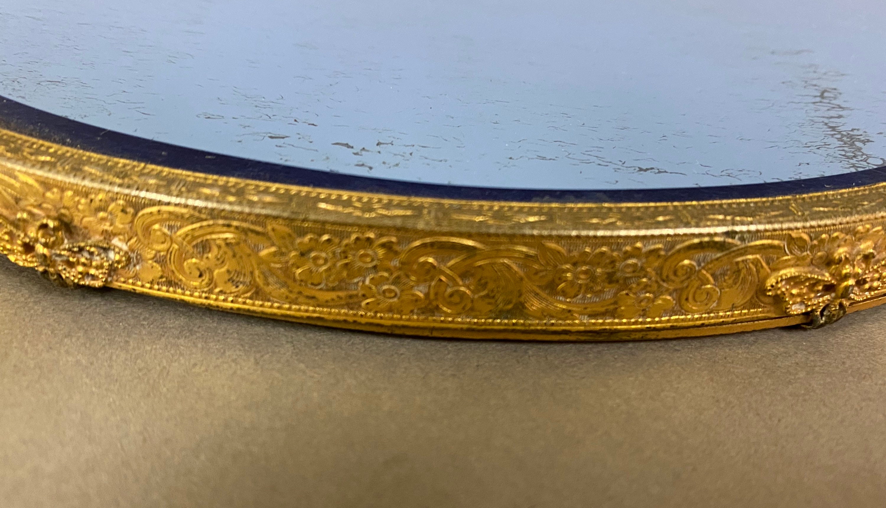 Vintage Gilt Metal Vanity Hand Mirror Circa 1930s Etsy