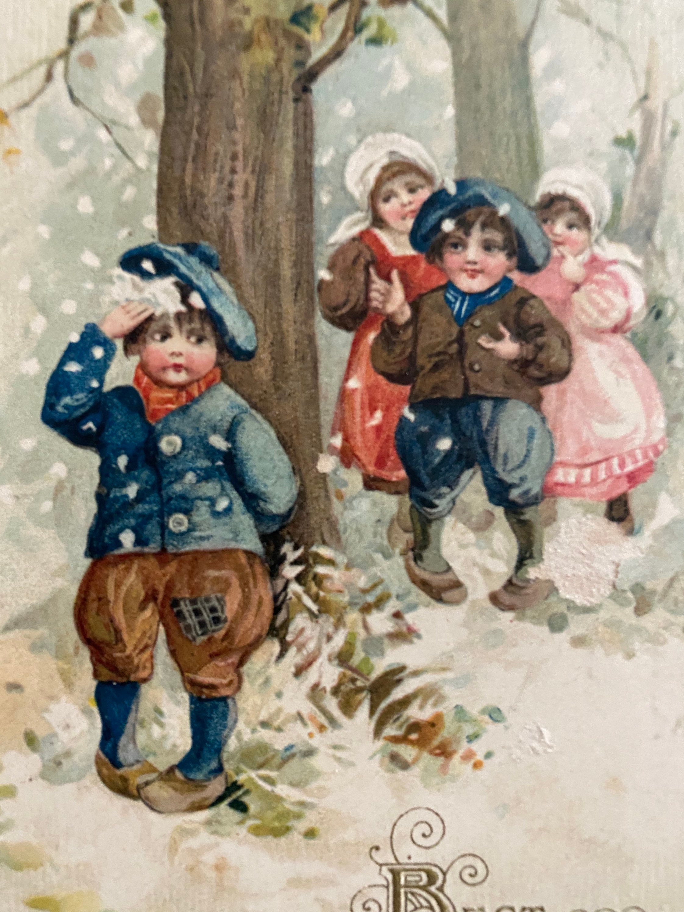 Antique Winter Holiday Postcards Circa 1913 Etsy UK