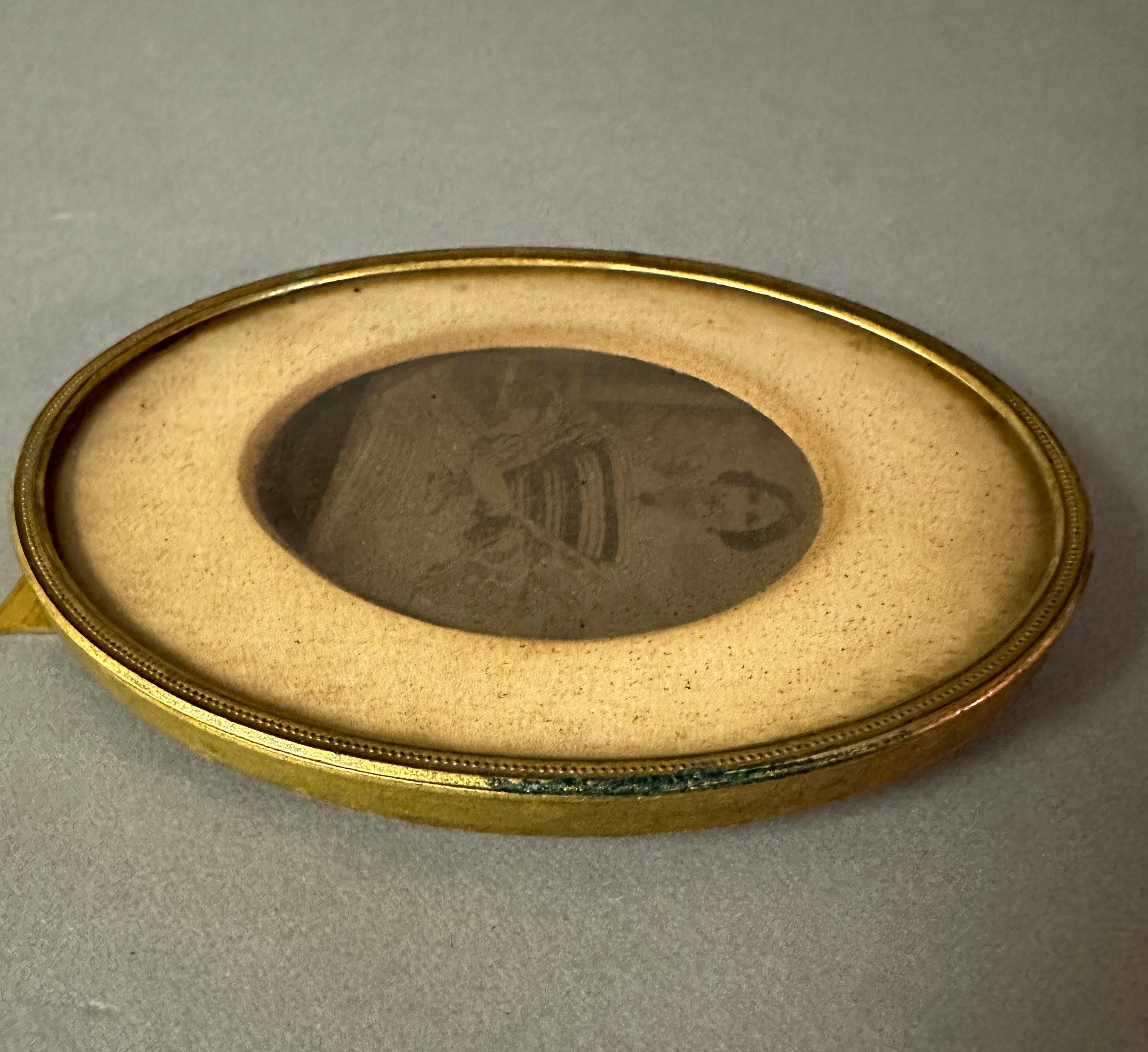 Antique Victorian Oval Brass Gilt Metal Easel Back Photo Frame Etsy