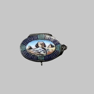 Antique 800 Silver Petite Enameled Egyptian Revival Basket Charm Pendant Circa 1920
