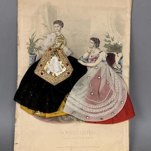 【美品】アンティーク LA MODE ILLUSTRÉE 黒フレーム[3673] La Mode Illustrée Shadow Box: 1890s Parisian Fashion Diorama - Etsy