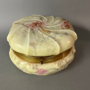 Antique Oversized CF Monroe Wavecrest Art Glass Jewelry Box 19th C