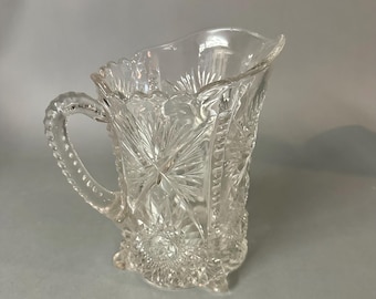 Antique Early American Clear Pressed Glass Water Pitcher Circa 1900’s