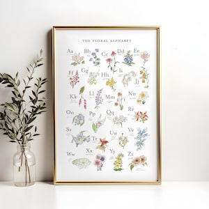 Floral Alphabet Print | Flowers | Floral | Gardening | ABC's Art Print