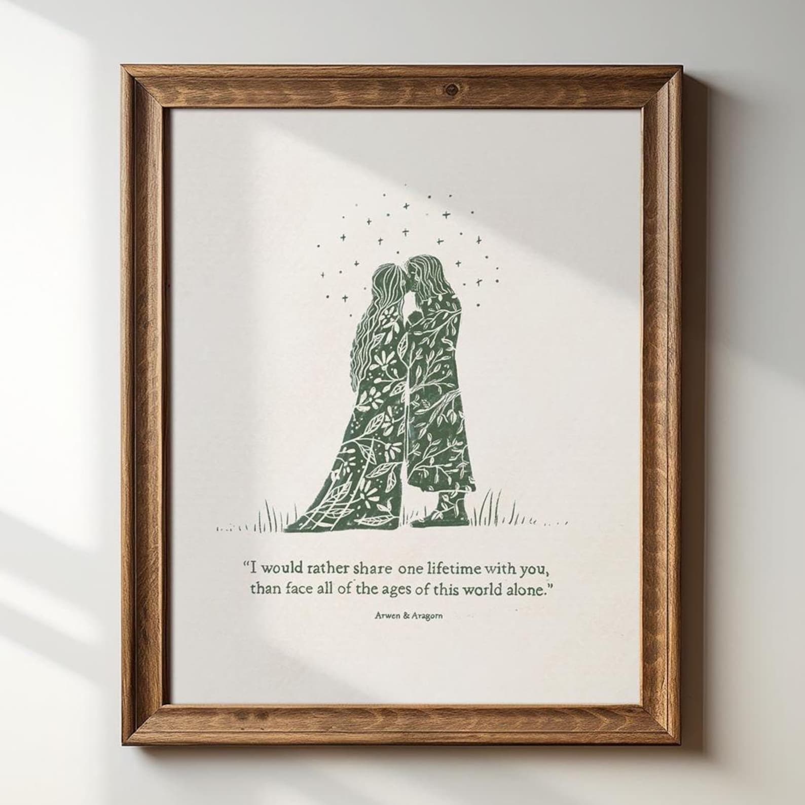 Aragorn and Arwen | Lord of the Rings Art | J.R.R. Tolkien Quote | LOTR Print