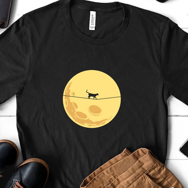 Funny Tightrope Cat Shirt | Walker Moon Lover | Kitten Gift Idea