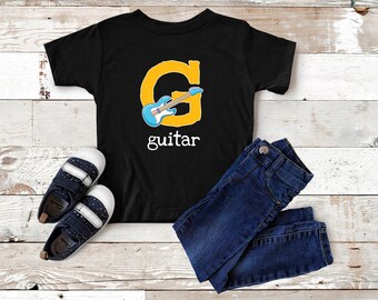 Guitar Lover Alphabet Letter Musician Kids Toddler Gift Idea