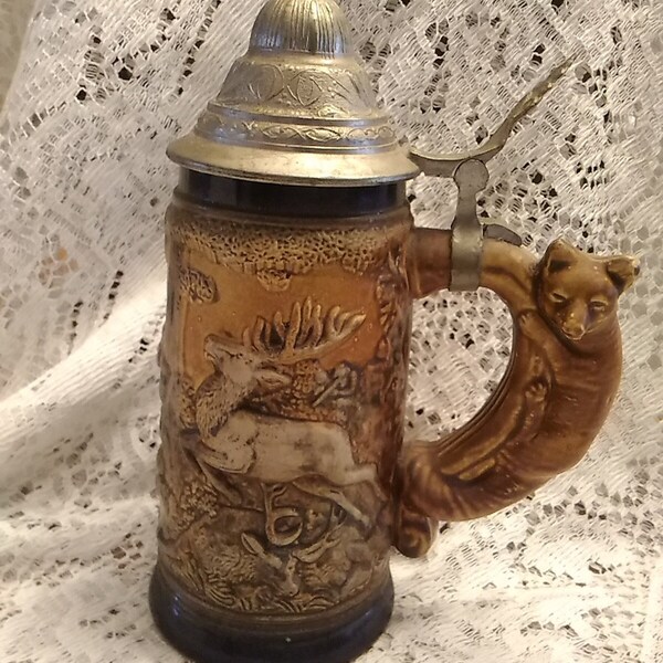 German Stein With Fox Handle Etsy