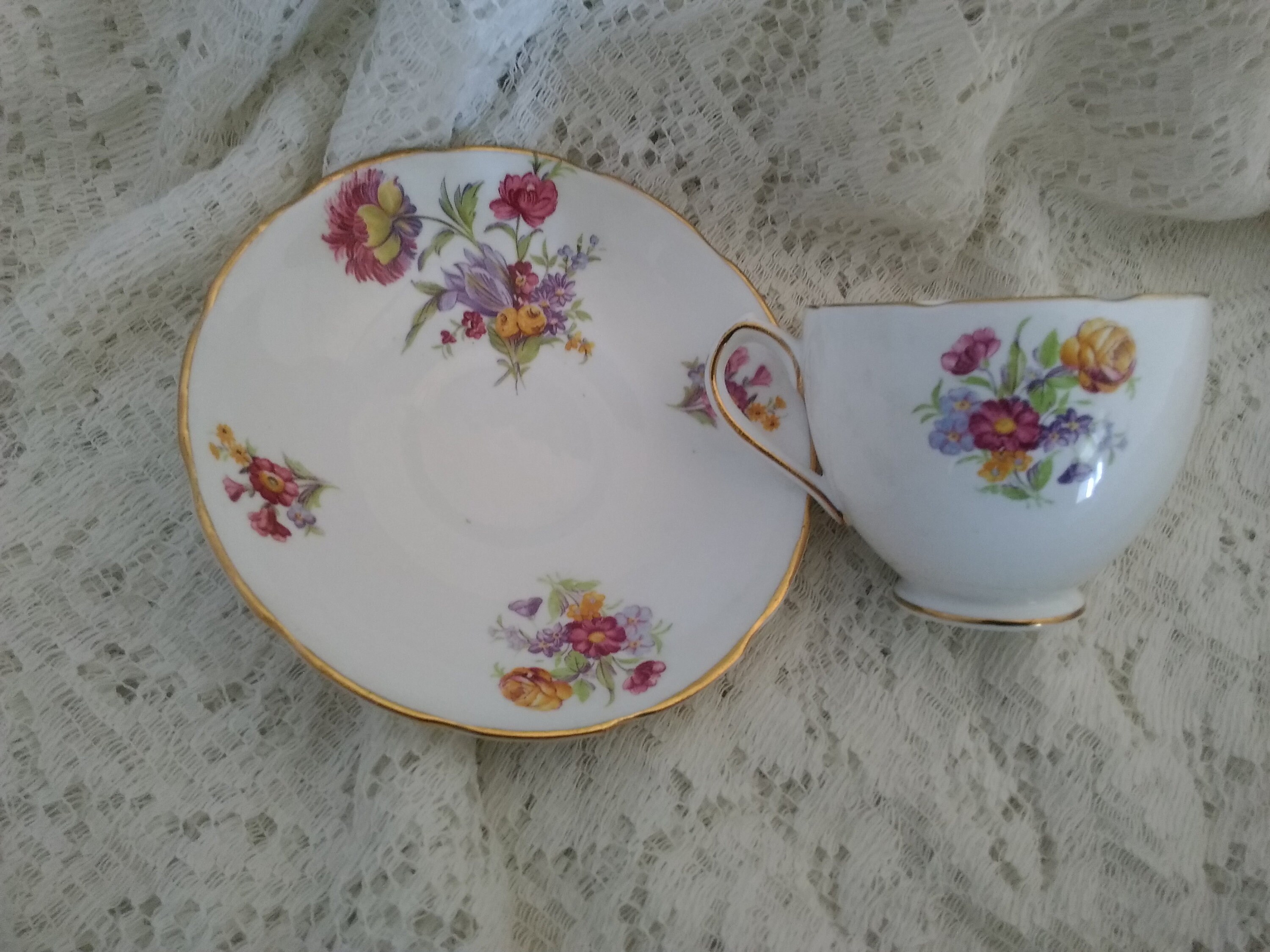 Duchess Bone China Matching Floral Designed Cup and Saucer. CS Etsy