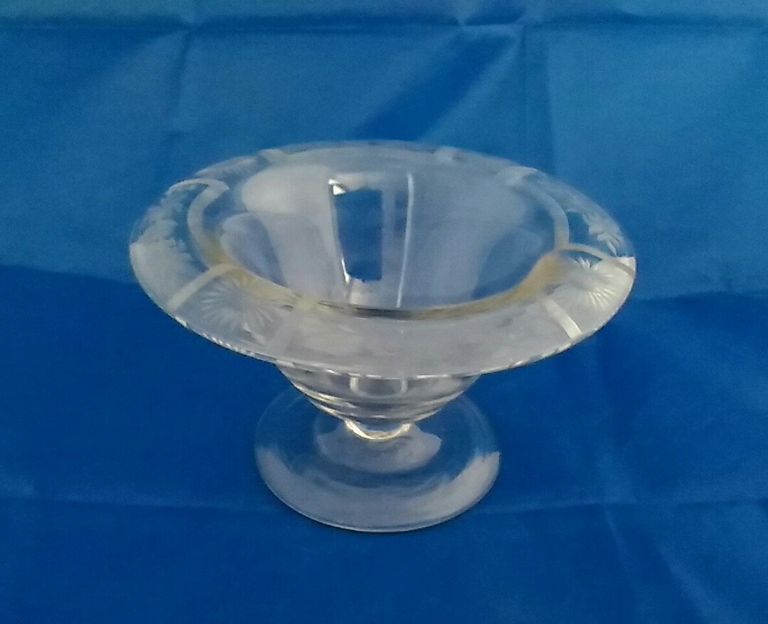 Etched Clear Glass Pedestal Bowl. Bowl 249 Etsy