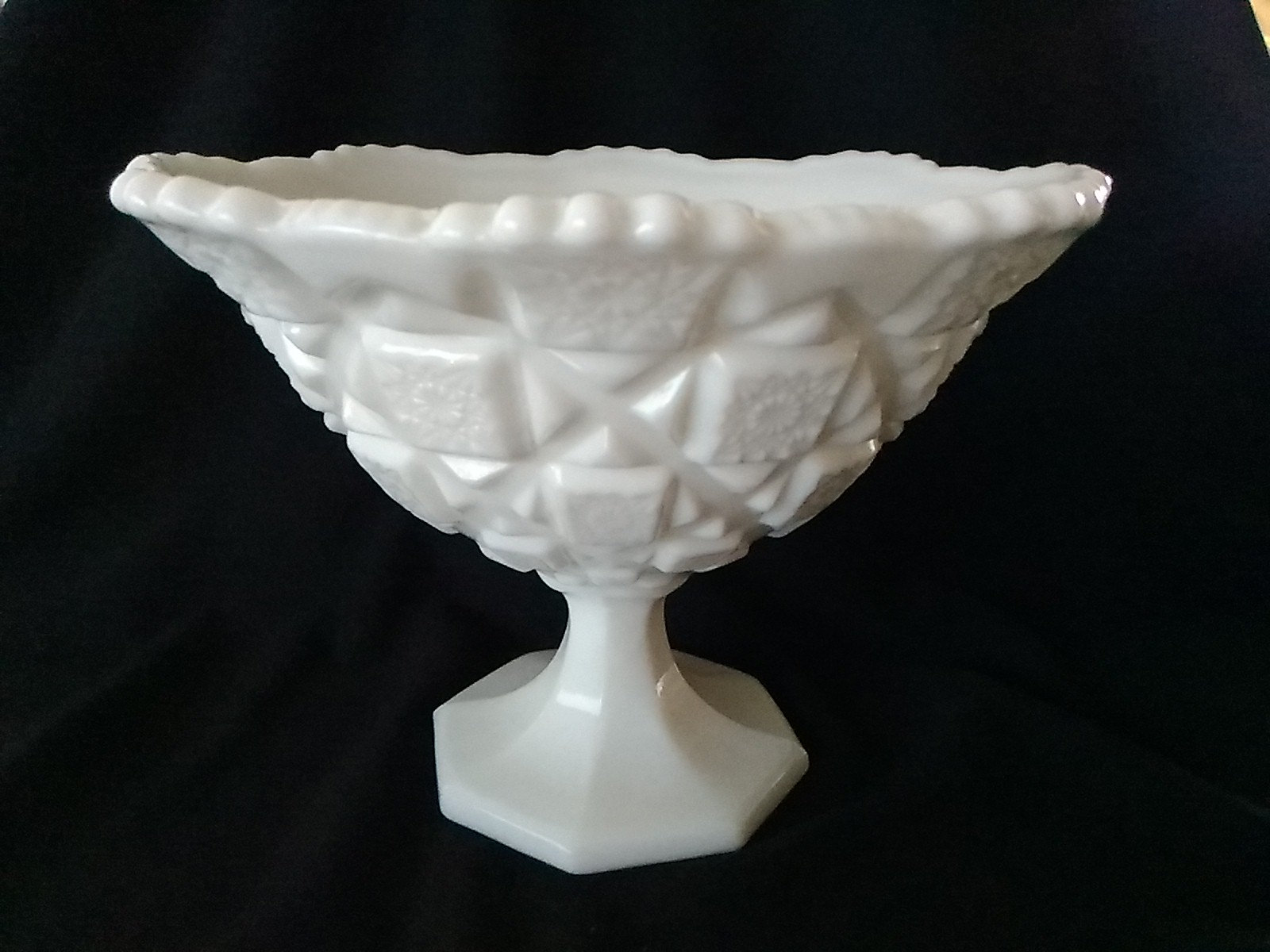 Westmoreland white milk glass stemmed compote in Old Quilt Etsy