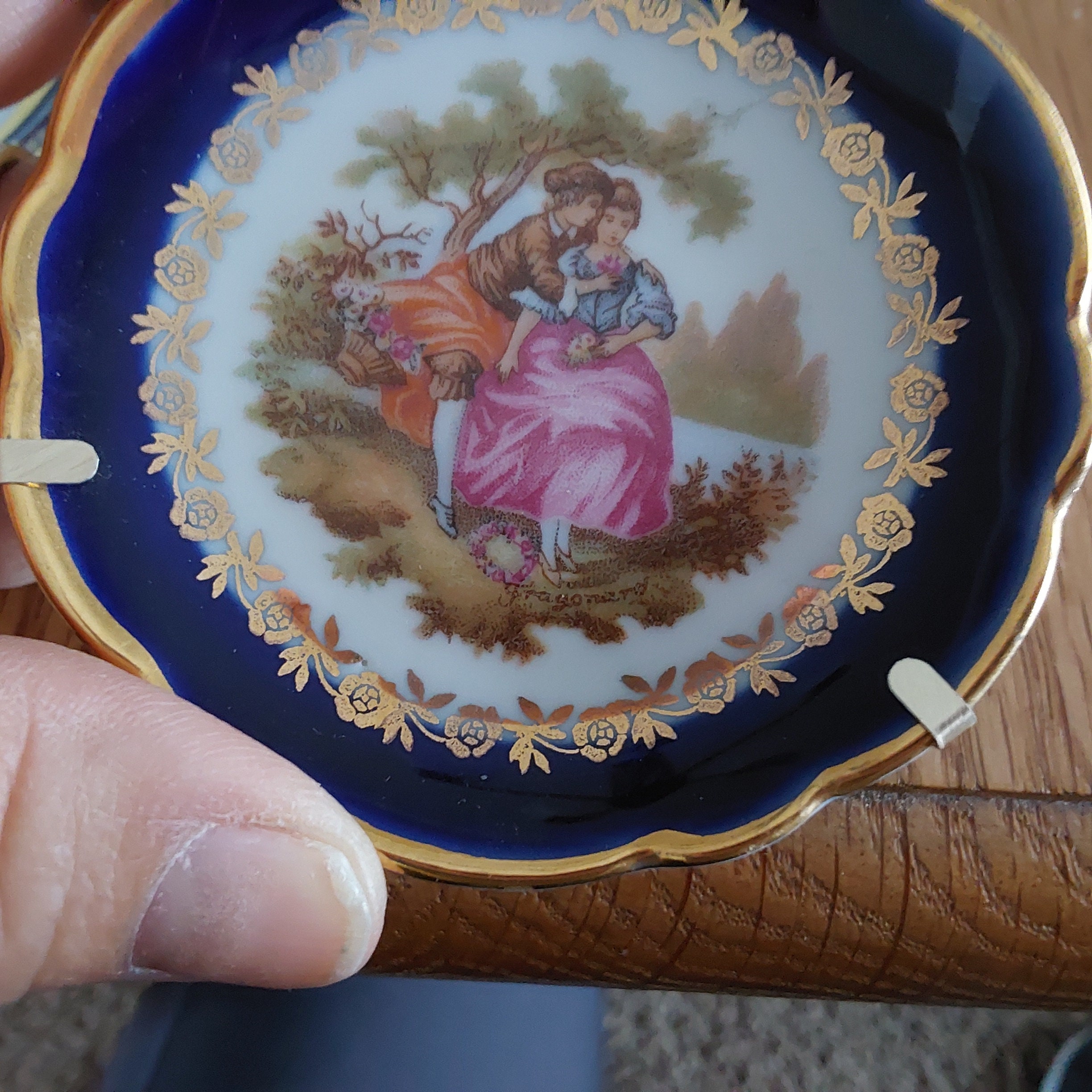 Lot of 3 Limoges France Miniature White Porcelain Cobalt Blue With