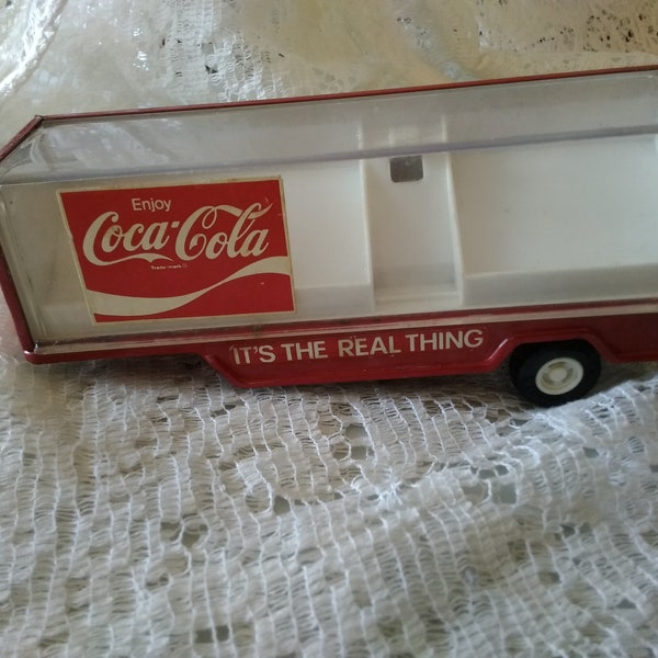 A 1980s Buddy L Coca-Cola red with white delivery trailer.  Misc 1147