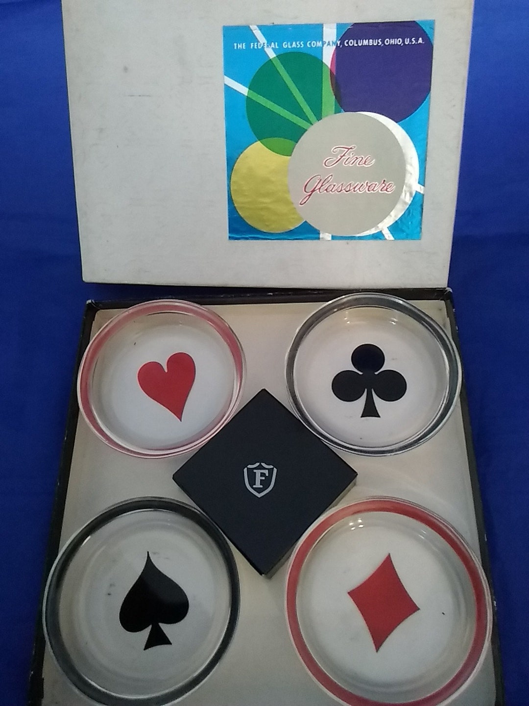 Federal Glass Company Trump Ashtray Set - Includes Club