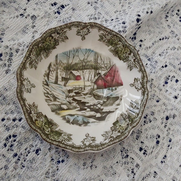 Circa 1950s, is the Friendly Village pattern saucer only replacement by Johnson Brothers that is entitled The Ice House.  FV 75