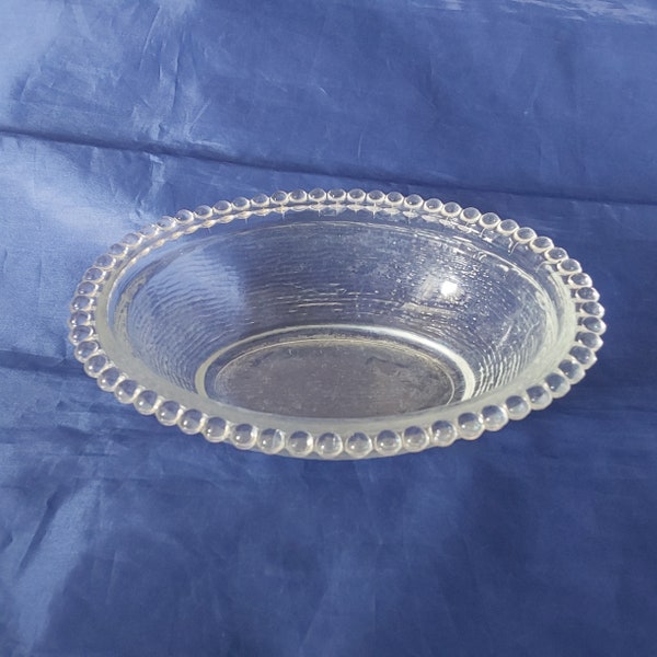 An Indiana Glass a large oval clear beaded 7" long replacement nest only for a 6" long bunny,  hen, or cat.  Misc 1299