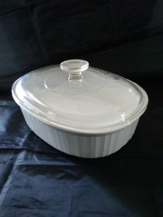 French White Corningware F-12-B Oval Casserole Dish Liter With