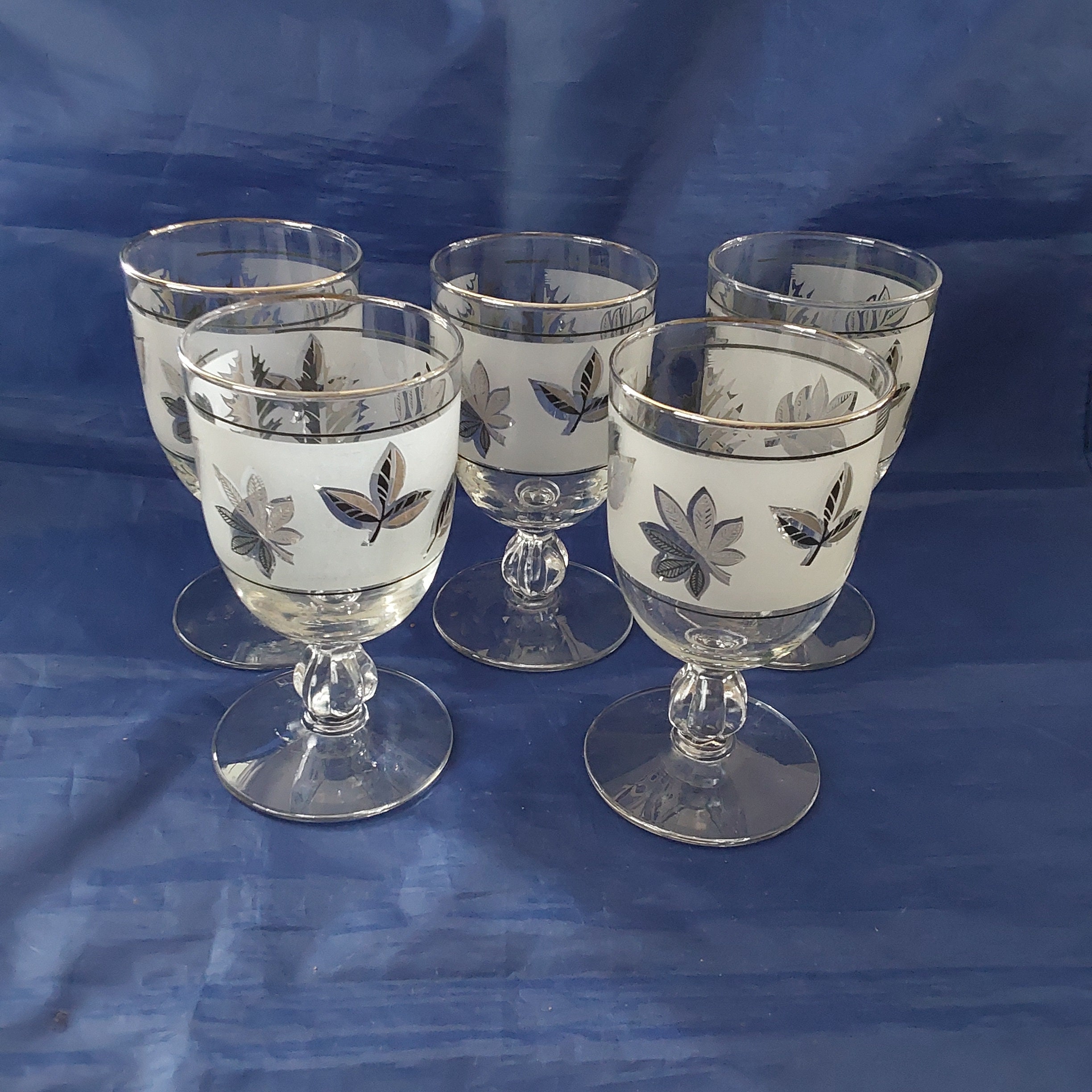 vintage water glasses, tulip goblets beaded ball bowl & stem, boule  candlewick lookalike