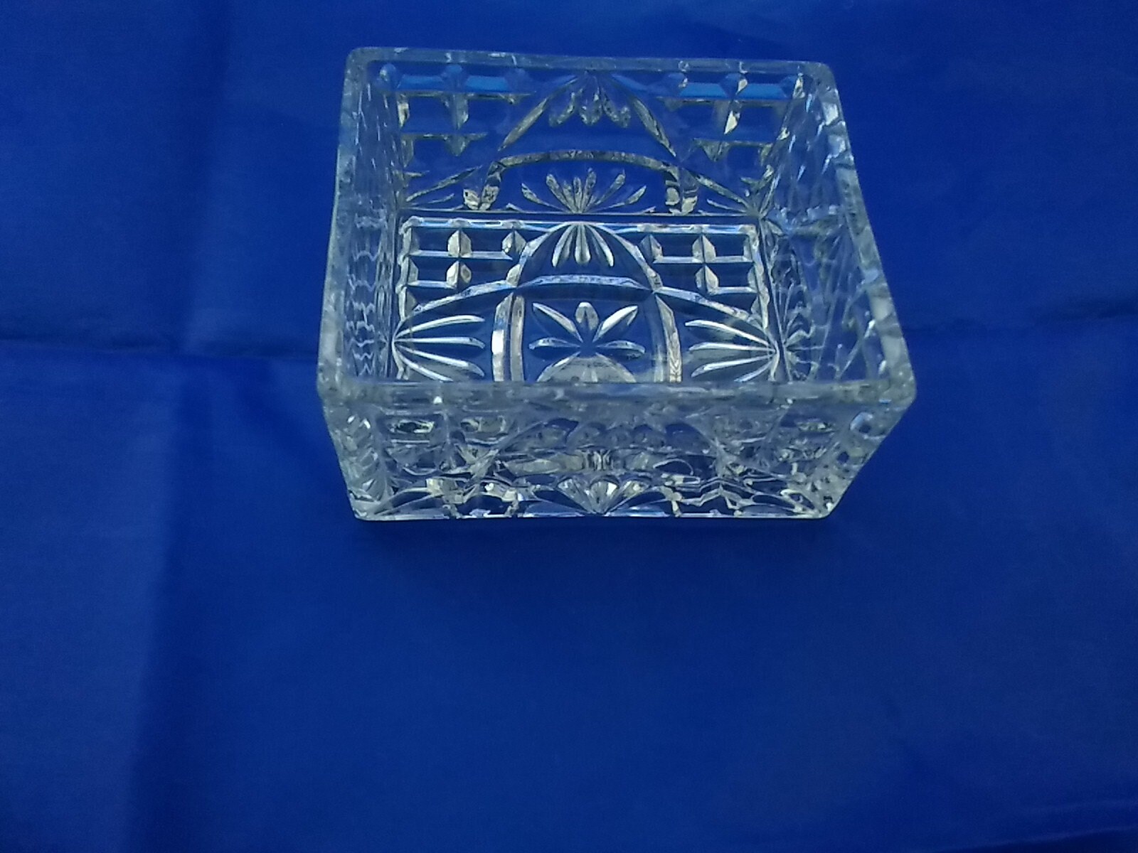 Square pressed glass trinket dish. Misc 183 Etsy