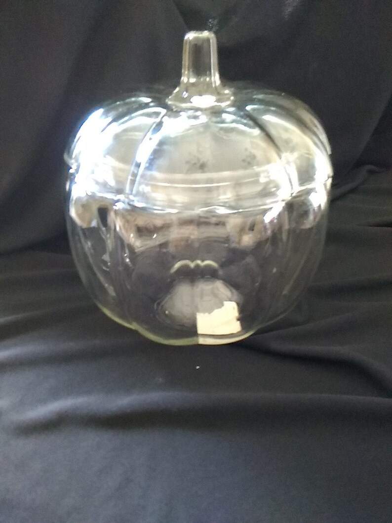 Large clear glass Anchor Hocking pumpkin cookie jar. Misc 259 | Etsy