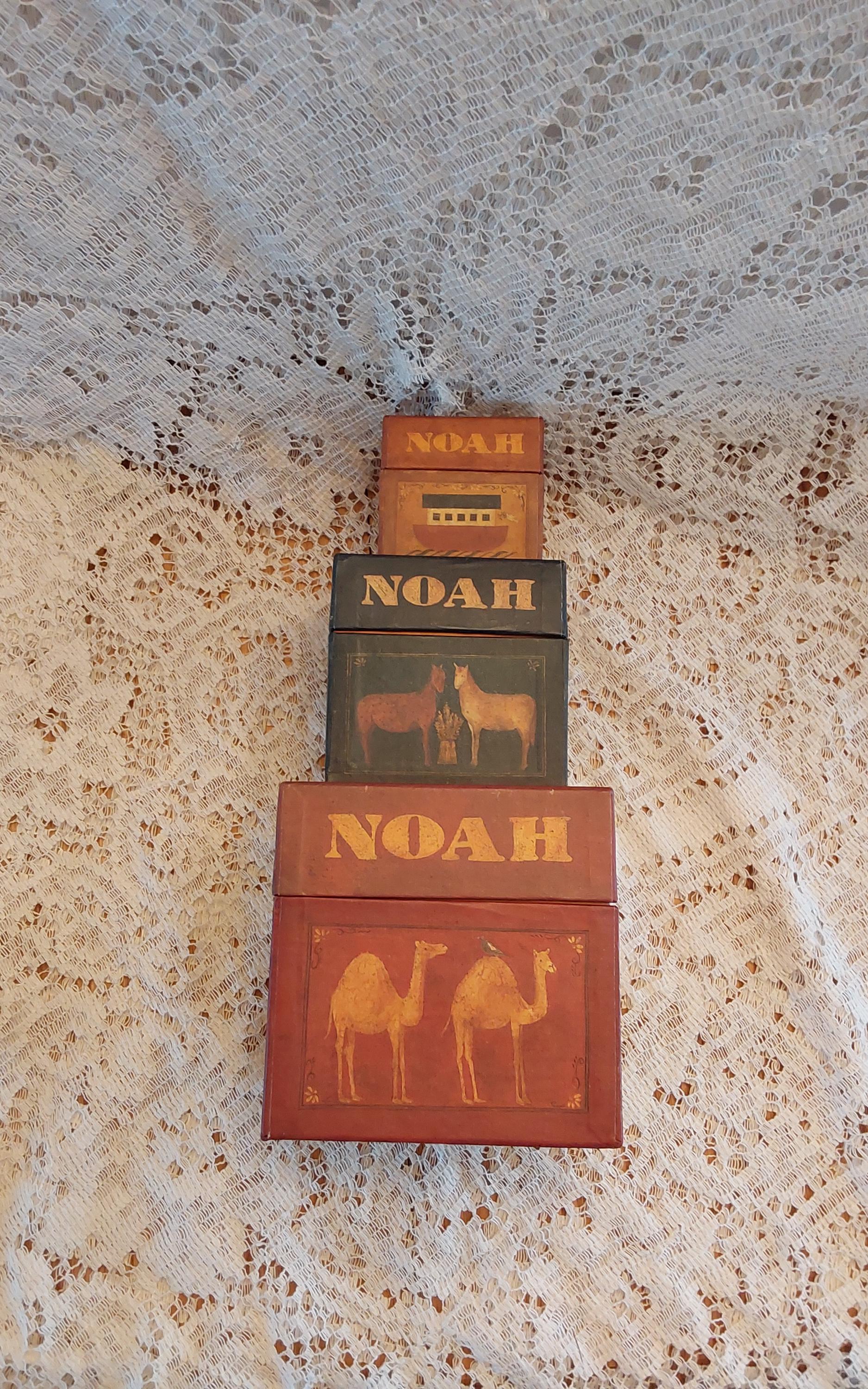 A Set of 3 Bob's Boxes- Noah's Peaceable Kingdom Noah Ark Nesting