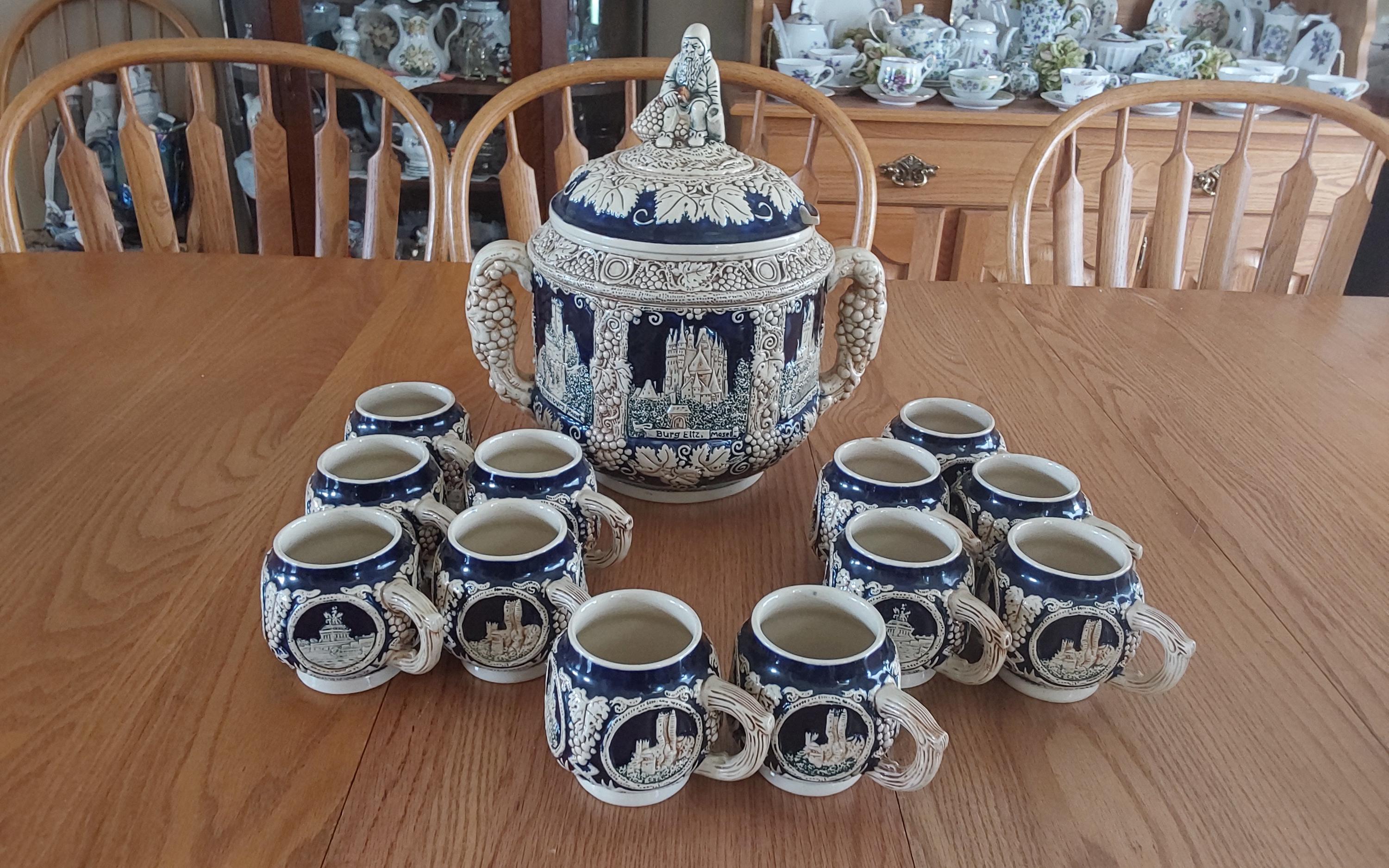 A Massive 180 Oz Rhine and Mosel German Castle Themed Stoneware