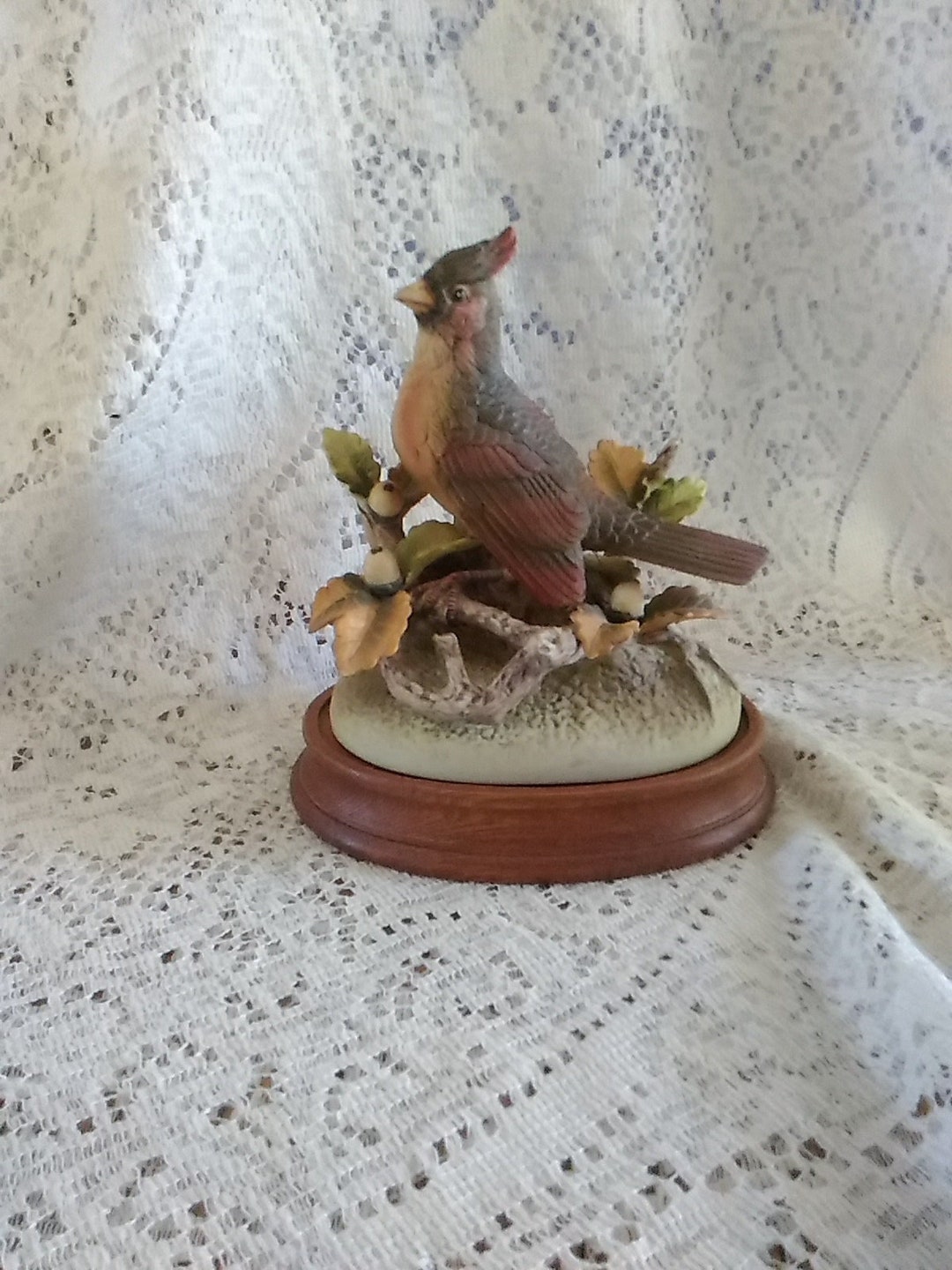 A 6.5 Inch Tall Porcelain Female Cardinal Figurine Made for Andrea by