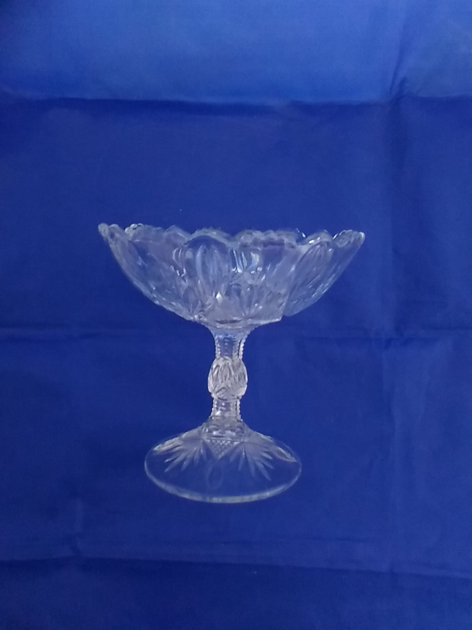 Clear Glass Stemmed Compote a Scalloped Rim. Bowl 320 Etsy