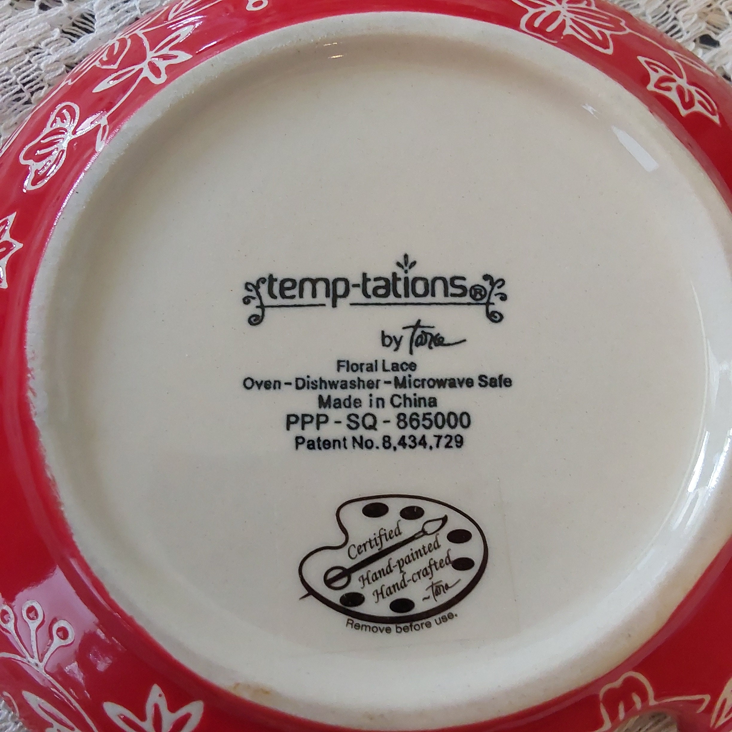 Plat à Pâtisserie Temptations Floral Lace 1,5 QT - Neuf Sans Boîte