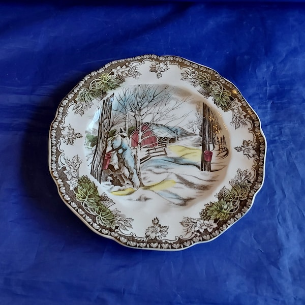 Original Friendly Village, circa 1954, by Johnson Brothers 6.25" bread and butter plate in the Sugar Maples design.  FV 83