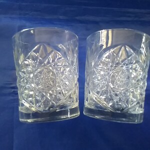 Set of 2-12 oz clear Old Fashion glasses in the Hobstar pattern by Libbey Glass.  Bar 834