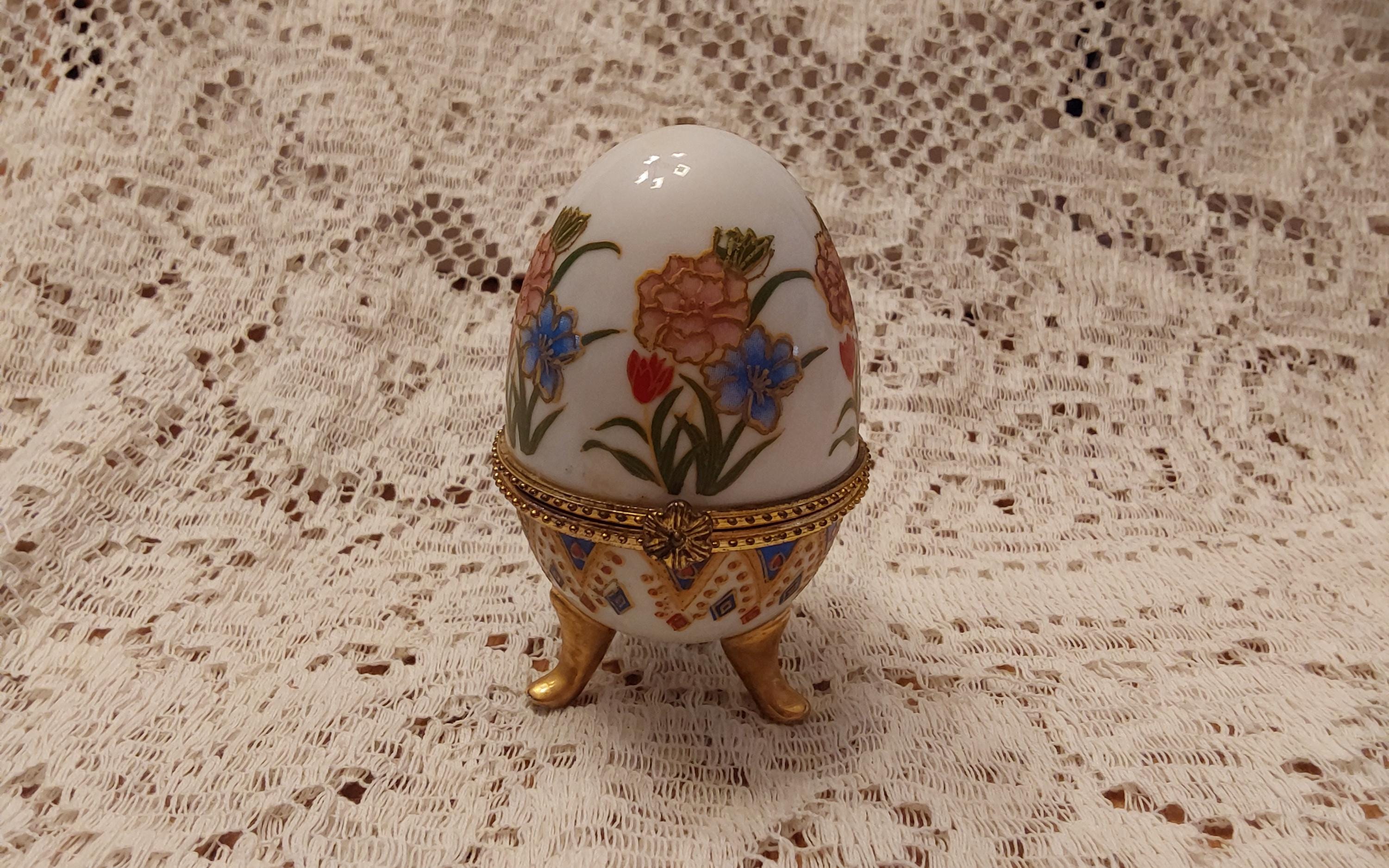 Limoges Style White Porcelain, With a Gold Hinged, Egg Shaped