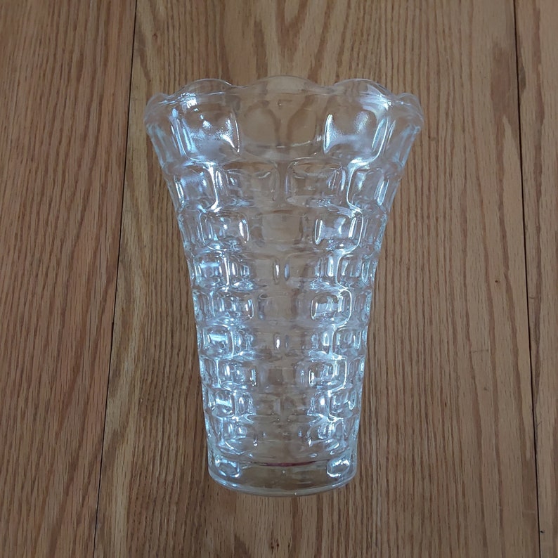 An 8 Inch Tall Clear Federal Glass Vase in the Thumbprint Colonial ...