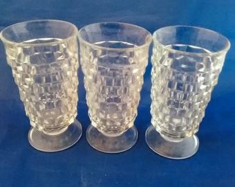 Set of 3 matching Indiana Whitehall Cubist iced tea glasses.  Glass 365