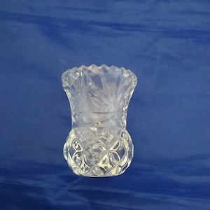 Clear Glass Toothpick Holder in a Fan and Diamond Pattern With a ...