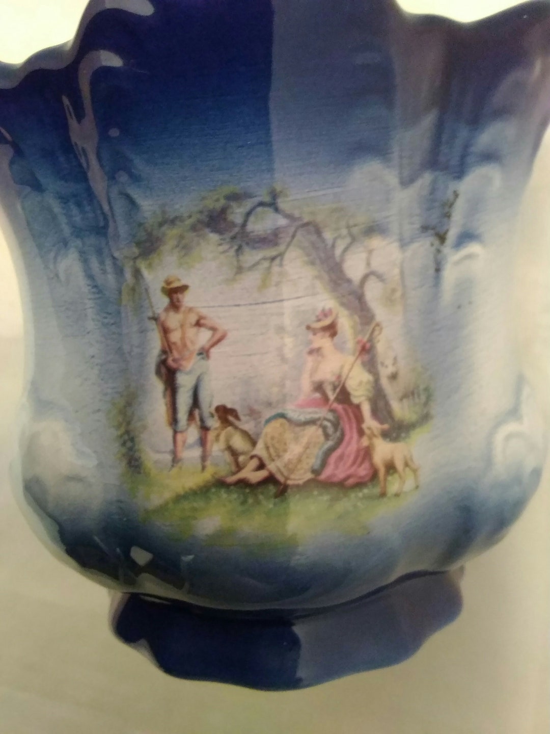 By K H Pottery, Staffordshire England, a Cobalt Blue Jardiniere Planter