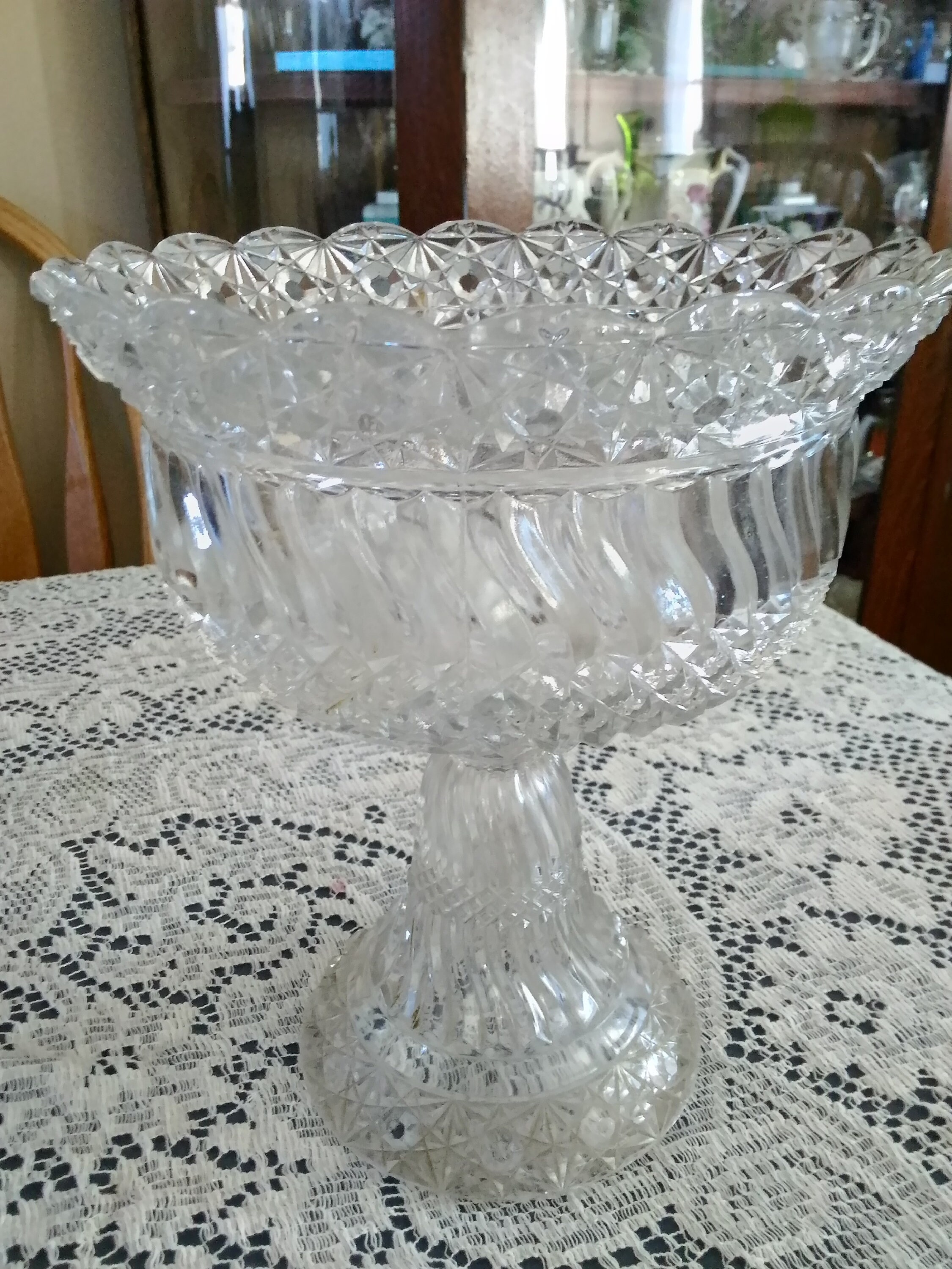 A Jersey Swirl Patterned Glass Compote With by Imperial Glass. Etsy