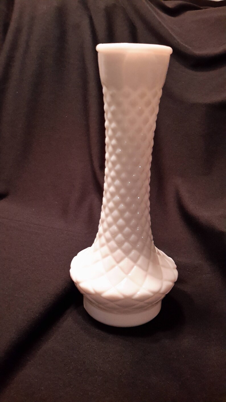 Randall Milk glass bud vase in the quilted pattern. Milk Etsy